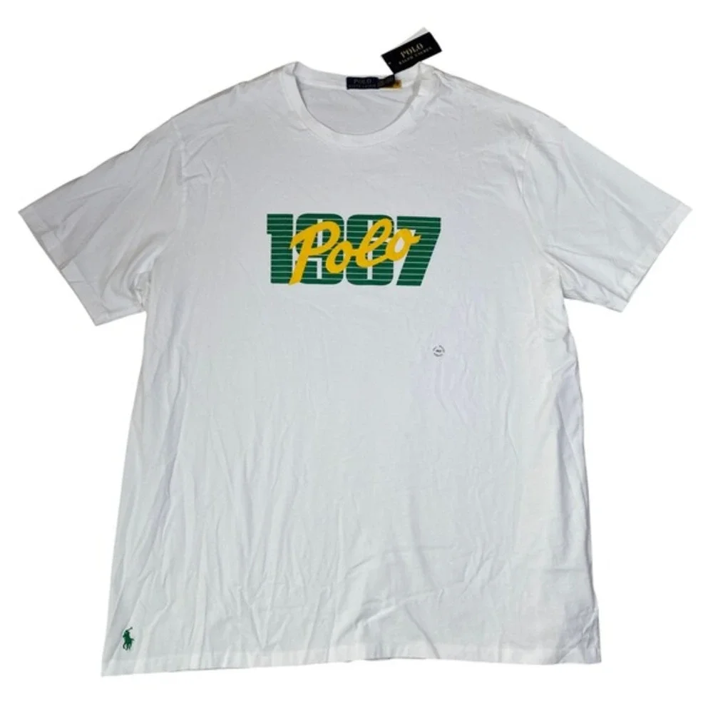 Polo Ralph Lauren Mens 1967 Logo Graphic Tee T-Shirt XXLT White Crew‎ Neck NWT